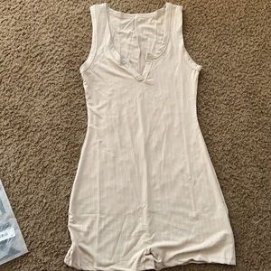 SHEIN Beige Solid Notched Neck Romper